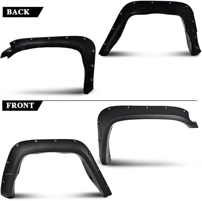 DOTCOM Fender Flares,Compatible with 2007-2014 Toyota FJ Cruiser,Paintable Matte Pocket Wheel Arch Cover Trim,Textured Riveted Style 4PCS