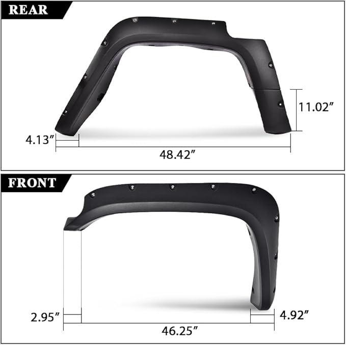 DOTCOM Fender Flares,Compatible with 2007-2014 Toyota FJ Cruiser,Paintable Matte Pocket Wheel Arch Cover Trim,Textured Riveted Style 4PCS