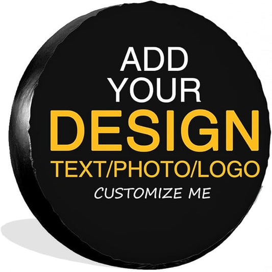 Custom Spare Tire Cover Add Your Own Personalized Text Image Weatherproof Universal Wheel Tire Protector. Fits Tires On Trucks, Trailers, RVs, SUVs and All Other Vehicles(14'')
