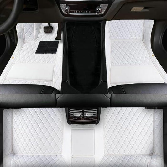 TAHALICustom Colors Car Floor Mats Black Pink for 99.9% Sedan SUV Sports， All-Weather Liners Car Floor mat，Luxury Leather Automotive Floor Mats (White-,3D Floor Mats)
