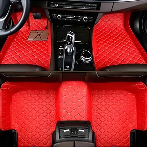Add Personal Touch to Your Vehicle with IMEISH Customizable Logo Text Car Mats for 99% of vehiclesPads Protection Non-Slip Leather Floor Liners (Red Rice)