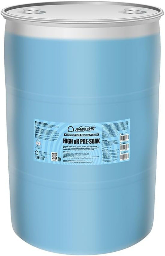 Nanoskin High pH Pre-Soak – 55 Gallons, 75:1 to 150:1 Concentrated Foam Detergent for Car Wash Tunnels, Automatic Wash Systems, and Foam Cannons
