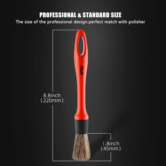 SPTA Car Detailing Brush Set, 5 Pack Soft Mixed Hair Auto Detail Brush Kit No Scratch for Automotive Elegant Surface Interior Exterior Dashboard Emblems Panels Engine Bay Wheels Air Vent Seat Leather