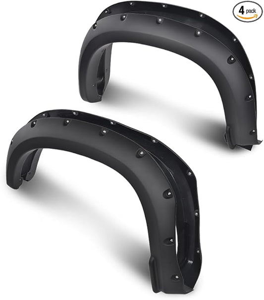 G-PLUS Fender Flares 4PCS,Compatible with Chevy Silverado 1500 2019 2020 2021(Not Fit 2019 LD),Not Fit GMC Sierra,Pocket Rivet Style Smooth Black 4pcs