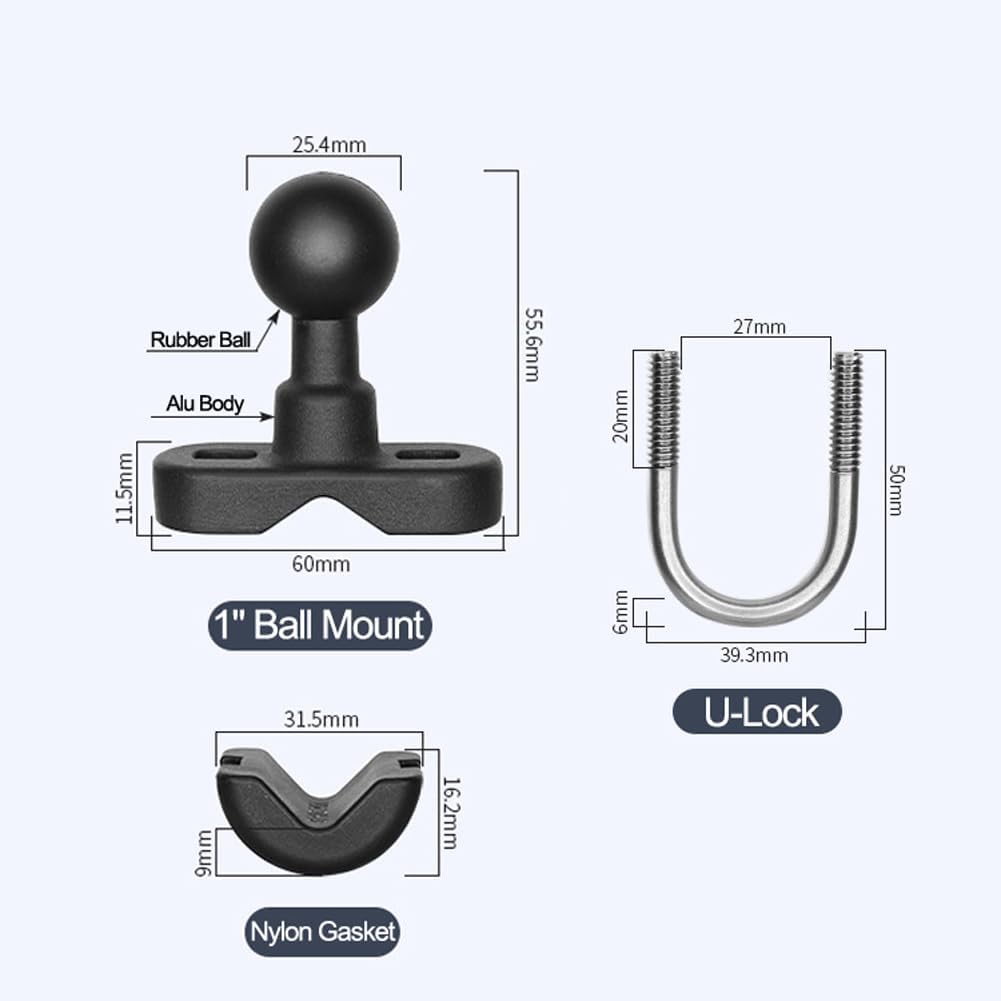 Strg Phone Mount with U-Bolt Base, Handlebar Phone Holder for Rails 0.5'' to 1.25'' in Diameter for 6" Phone Bike Motorcycle ATV/UTV and More Rails