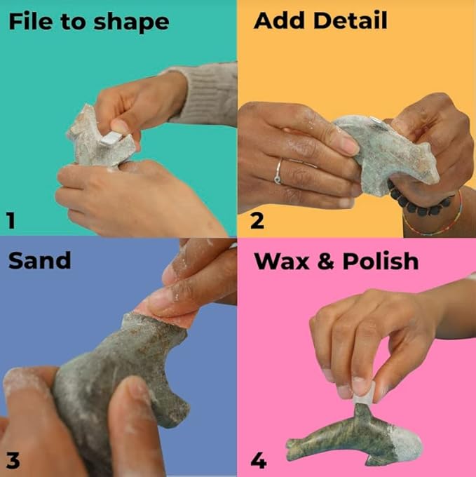 STUDIOSTONE CREATIVE DIY Arts & Crafts Carving Kit Kids Adults Turtle & Orca Sculpture Soapstone