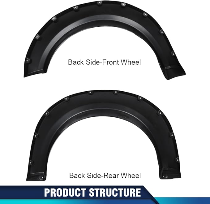PIT66 Fender Flares Compatible with Ford F150 Styleside with 67.0"/78.8"/97.4" bed length models 2009-2014 (Do not fit Platinum and Raptor models) 4PCS Black Pocket Rivet Style Textured