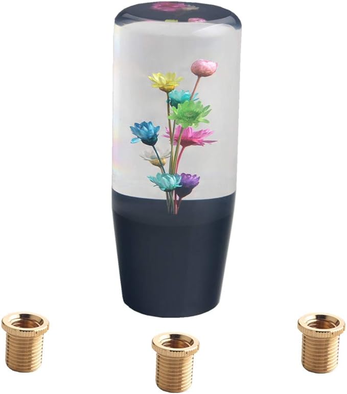 DEWHEL Manual Gear Stick Shifter Knob JDM 10CM Real Flowers Durable Acrylic Shift Knob Universal Shift Head M12X1.25 M10X1.5 M10X1.25 M8x1.25