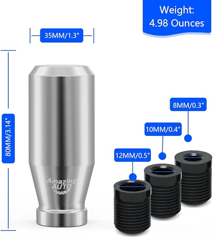 （Silver） Racing JDM Type-R Style 6 Speed Manual Universal Gear Shift Knobs Fit Compatible with Mazda Tacoma STi Nismo 2004 Honda Accord Subaru