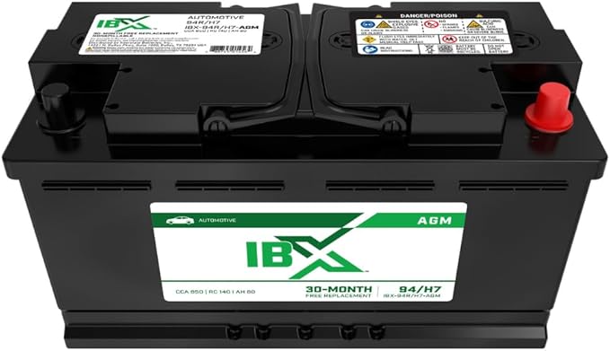 Interstate Batteries IBX Automotive Battery 12V 80Ah (Group Size H7, 94R) 850CCA SLI AGM Auto Replacement Battery for Cars, SUVs, Sedans, Trucks (IBX-94R/H7-AGM)