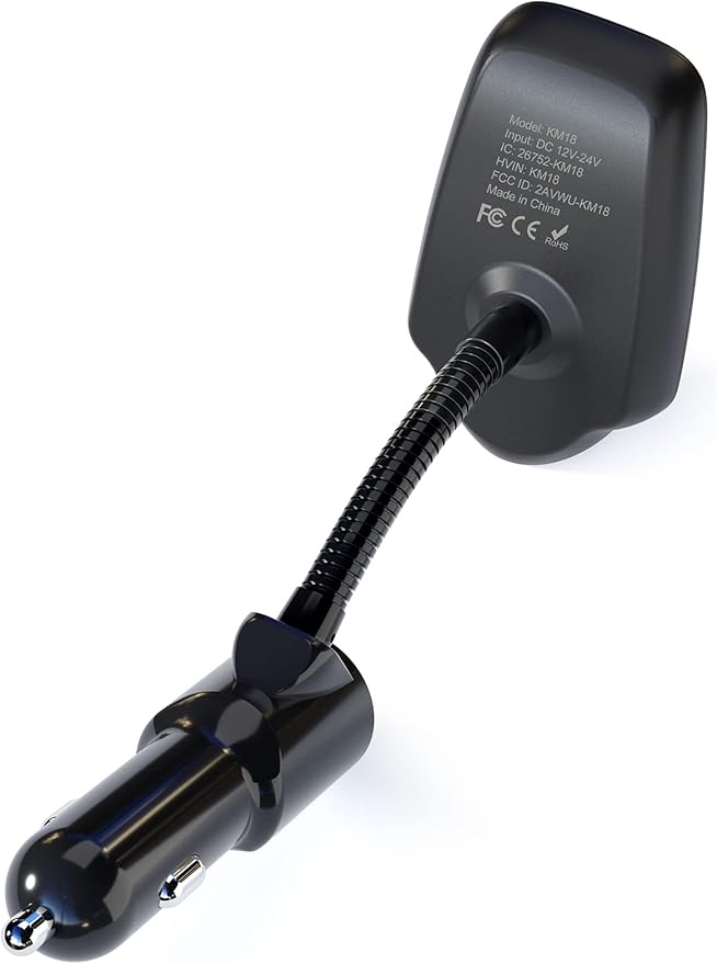 Nulaxy Bluetooth Car FM Transmitter Audio Adapter Receiver Wireless Handsfree Voltmeter Car Kit TF Card AUX 1.44 Display - KM18 Black Matte