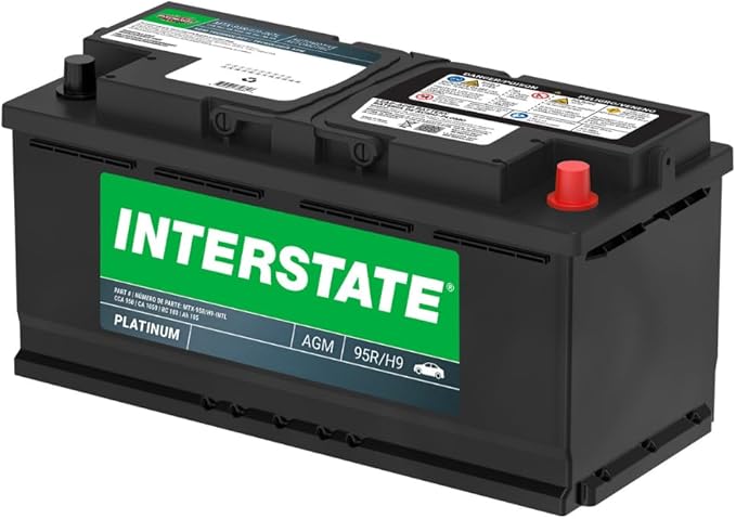 Interstate Batteries Automotive Battery 12V 100Ah (Group Size H9, 95R) 950CCA SLI AGM Automobile Replacement Battery for Cars, SUVs, Sedans, Trucks (MTX-95R/H9)