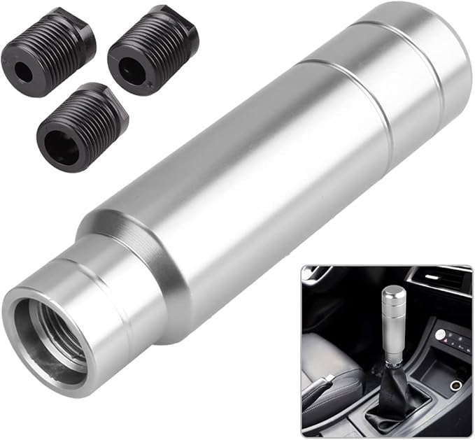 BARTOO Aluminum Weighted Manual Shift knobs, Long Stick Shift Knob Gear Shifter Knobs, Car Accessories Lever Cover Head Universal Shifter Knobs with 3 Threaded Adapters (Titanium Color)
