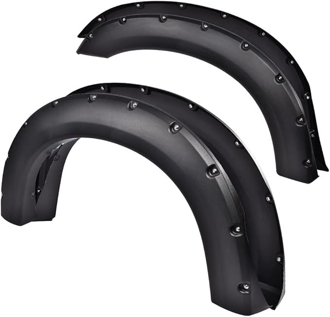 PIT66 Fender Flares, Compatible with 1999-2007 Ford F250 F350 Super Duty(ONLY Fit Styleside Models), Rugged Textured Black Pocket Riveted Style Wheel Flares Set, 4 Pcs