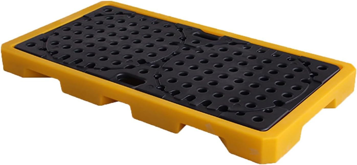 2 Drum Containment Spill Pallet, Polyethylene Low Profile Paint Bucket Tray, Industrial Garage Storage Detachable Shipping Leakproof Platform (Color : Yellow-2 Pack, Size : 51.2"x26.8"x3.9"