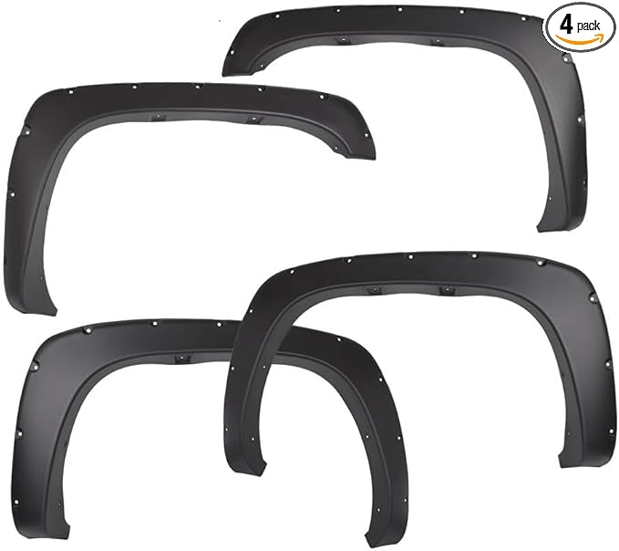 PIT66 Pocket Rivet Upgrade Fender Flares, Compatible with 1999-2006 Chevy Silverado/1999-2006 GMC Sierra, Wheel Tire Fenders Textured