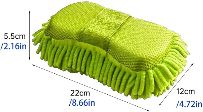 Microfiber Car Wash Sponge-Non-Scratch Wash Mitt-Two Sided Chenille Microfiber Washing Sponge-Mitt for Cars, Trucks, SUVs, Boats(2 Pack Green)