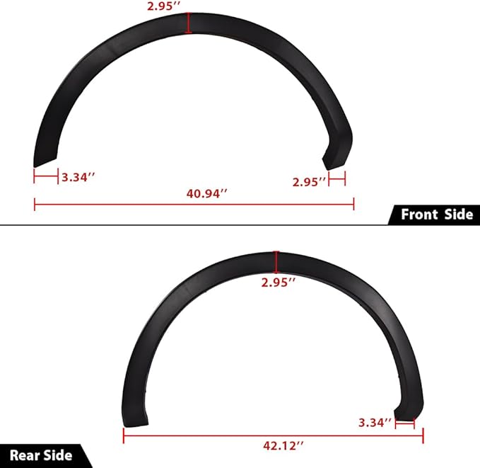 4PCS Fender Flares Fit Ford F150 Style Side w/ 67.0" / 78.8" / 97.4" Bed Length Models 2009-2014, Not Fit Platinum and Raptor Model Textured Factory Style Wheel Trim 9L3Z16038A, 9L3Z16038B, 9L3Z16039B