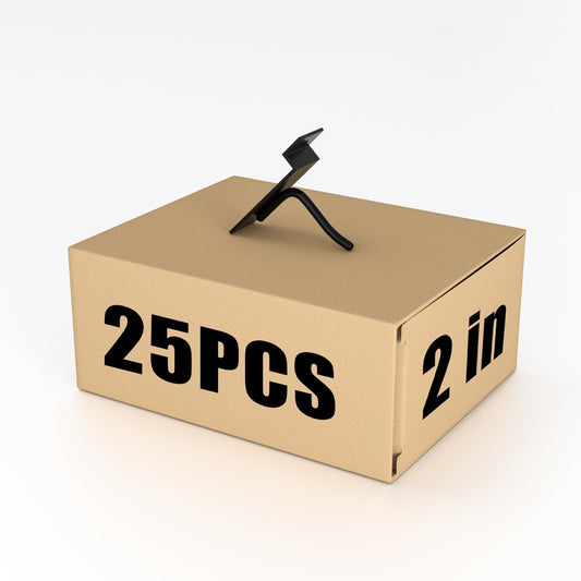 Slatwall Hooks for Wall Storage - 2 Inch, Heavy-Duty Black Metal - 25 Pack for Garage, Retail, & Home Organization