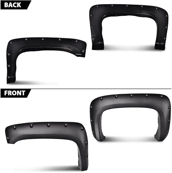 G-PLUS Wheel Cover Fender Flares Compatible with 2007-2013 Chevy Silverado 1500/2007-2014 Chevy Silverado 2500HD 3500HD 78.0"/97.6" Long Bed Fleetside New Body Style,Textured[Not Fit Gmc Sierra]