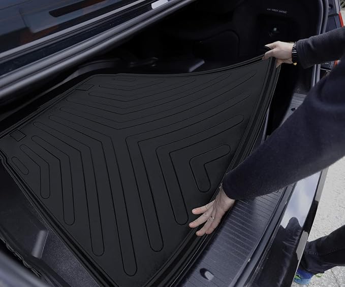 Kia Sorento 2021-2026 Cargo Liner 3D Custom Fit Heavy Duty All Weather Rubber Car Trunk Liners Waterproof Odorless Non-Slip Soft TPE Cargo Mats (Black) by RizLiner