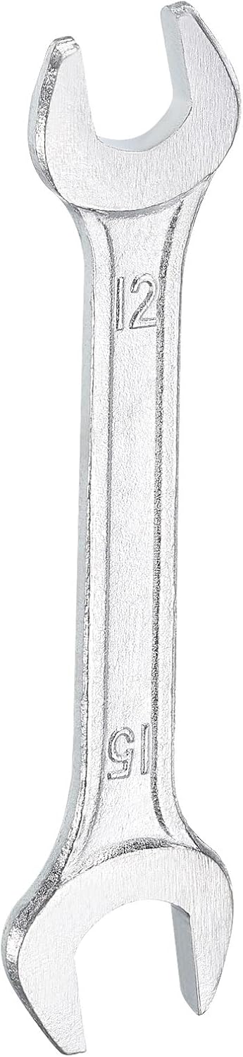 HARFINGTON Double Open End Wrench 12mm x 15mm Metric 15 Degree Offset Angle Small Flat Head Wrench Galvanizing Open Ended Spanner for Automotive Repair Furniture Assembly