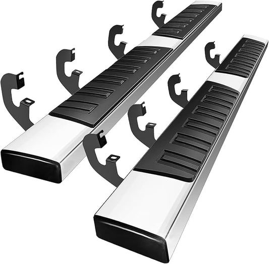 PZ 6" Crew Cab Running Boards for 2019-2025 Chevy Silverado/GMC Sierra 1500, 2020-2025 2500HD 3500HD Mirror Stainless Steel Side Step Nerf Bar