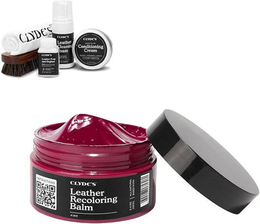 Clyde's™ 4-Step Leather Recoloring Kit | Includes Brush and Lint-Free Towels | Cleans, Restores, and Protects Your Leather