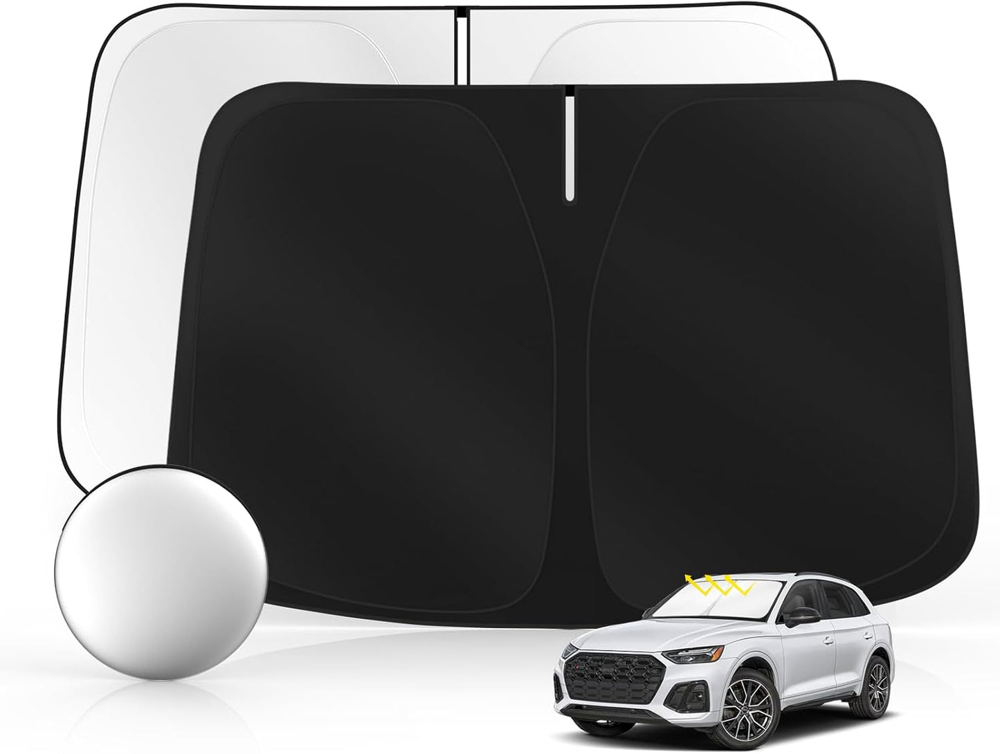 Windshield Sun Shade for Audi Q5 2018-2025 2026 Foldable Sunshade Custom Fit Front Window Car Interior Accessories Protector Blocks UV Rays