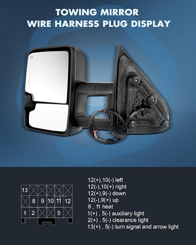 ECCPP Tow Mirrors Towing Mirrors fit for 2014-2018 for Chevy for GMC 1500 2015-2019 for Chevy for GMC 2500 HD 3500 HD with Left Right Side Power Adjusted Heated Turn Signal Light with Black Housing