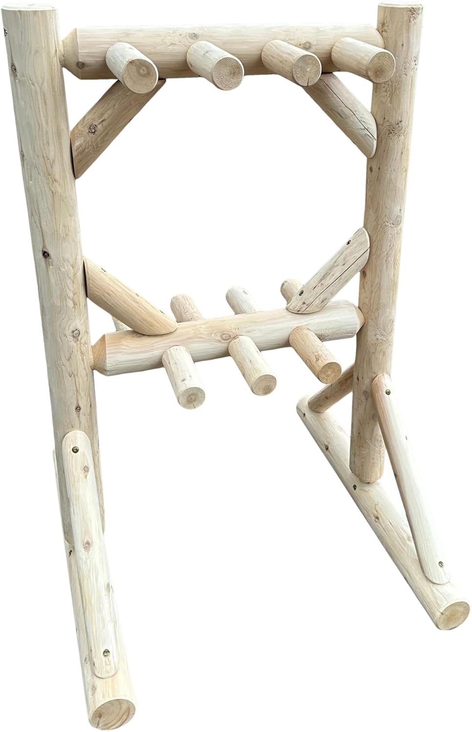 8-Place Freestanding Log Ski Rack Holder, Indoor & Outdoor Snowboard Racks, Standing Storage, Garage Racks for Snow Skis, Durable Snowboard Rack Garage Storage Organizer - Unfinished