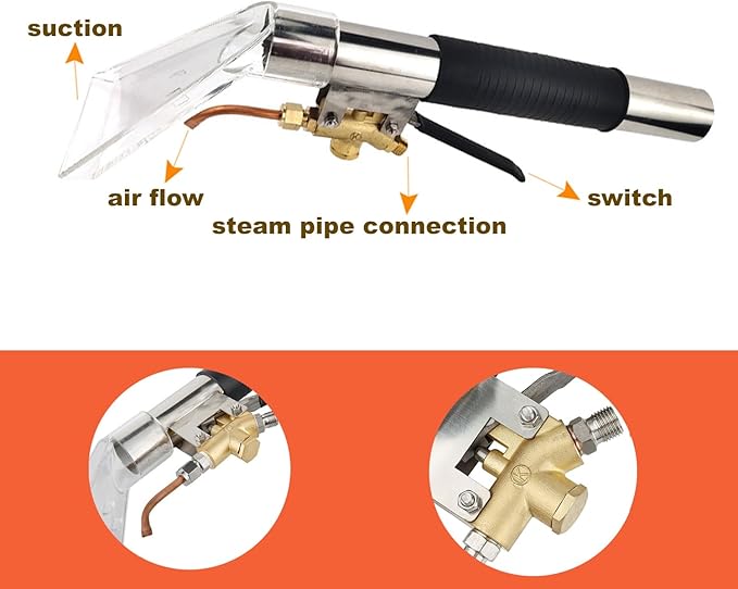 Stainless Steel Carpet Extractor Wand for Steam Car Cleaner, Truckmount Carpet Cleaning Machine Accessory, Upholstery Cleaning Tool for Furniture Auto Car Detailing