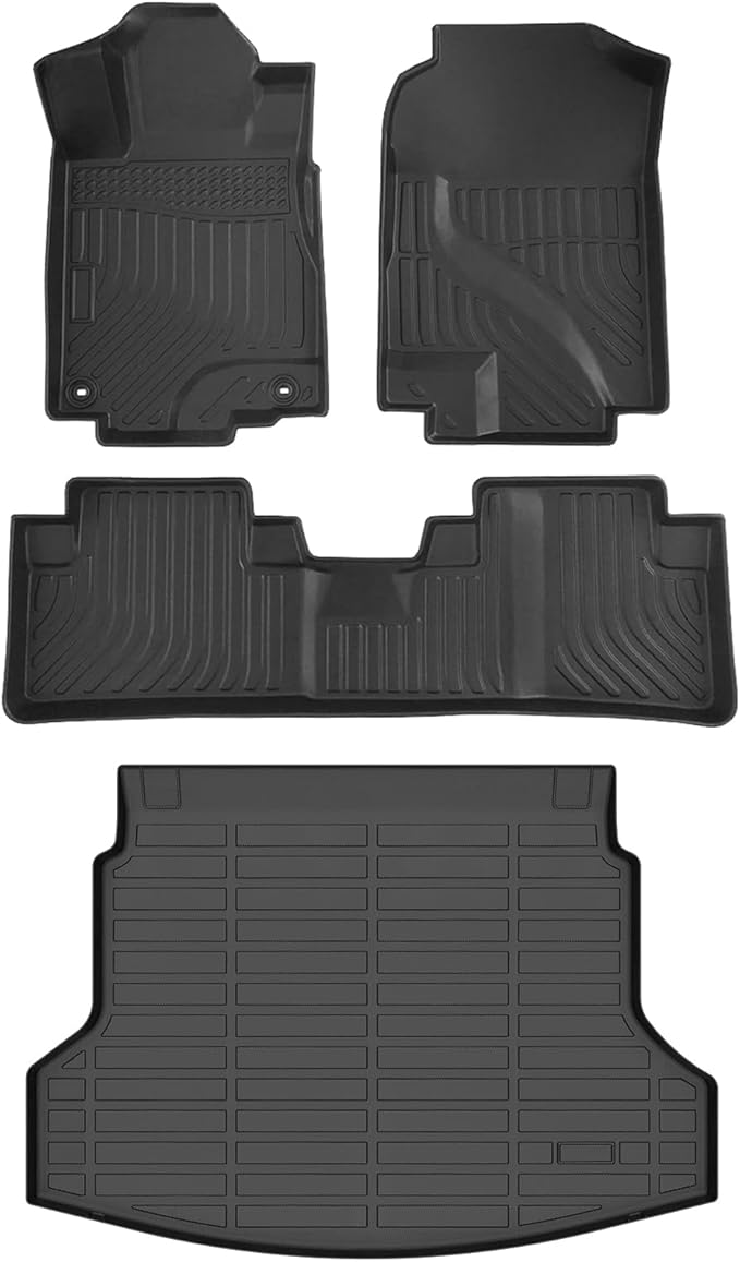 Floor Mats & Cargo Liner for Honda CR-V 2012-2016 CRV LX/SE/EX Without Subwoofer (Not fit Touring& EX-L Models), All Weather Automotive TPE Floor Liners Set Waterproof Accessories Black