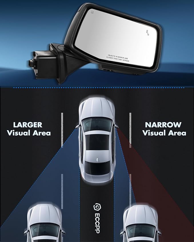 ECCPP Towing Mirrors Tow Mirrors Compatible With 2019-2023 For Chevy For silverado 1500 Left Right Side With Power Heated Turn Signal on cover puddle light Blind spot light Temp sensor Manual Folding