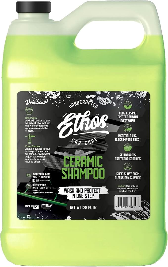 Ceramic Car Shampoo - Car Wash For Ceramic Coatings - Car Wash Soap - Adds Hydrophobic Protection | Enhances Ceramic Coatings, Waxes Or Sealants | Incredible Shine