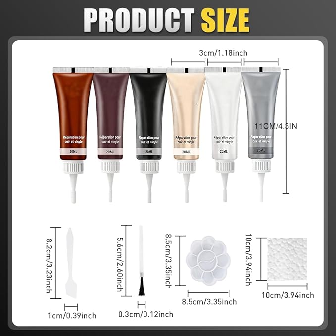 Advanced Leather Repair Gel, 2025 new Leather Repair Kit for Car Seats & Furniture - Repairs Tears/Holes/Cat Scratches on Leather Couch/Sofa/Car Interior, Includes Leather Filler & Brush (Beige)