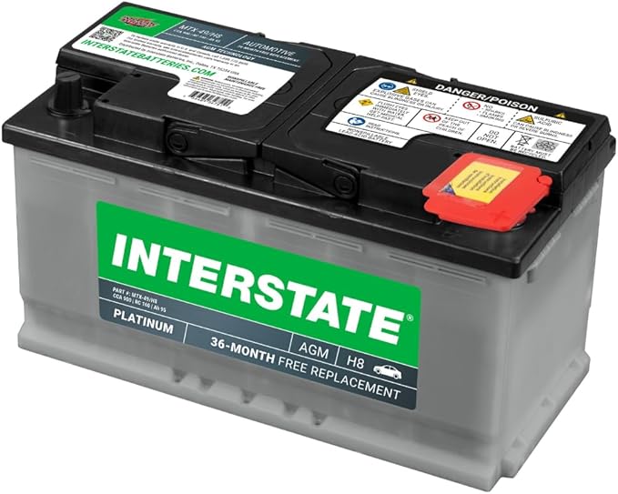 Interstate Batteries Automotive Battery 12V 95Ah (Group Size H8, 49) 900CCA SLI AGM Automobile Replacement Battery for Cars, SUVs, Sedans, Trucks (MTX-49/H8)