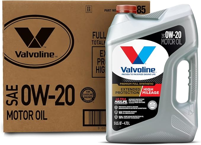 Valvoline Extended Protection High Mileage with Ultra MaxLife Technology 0W-20 Full Synthetic Motor Oil 5 QT, Case of 3
