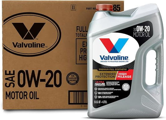 Valvoline Extended Protection High Mileage with Ultra MaxLife Technology 0W-20 Full Synthetic Motor Oil 5 QT, Case of 3