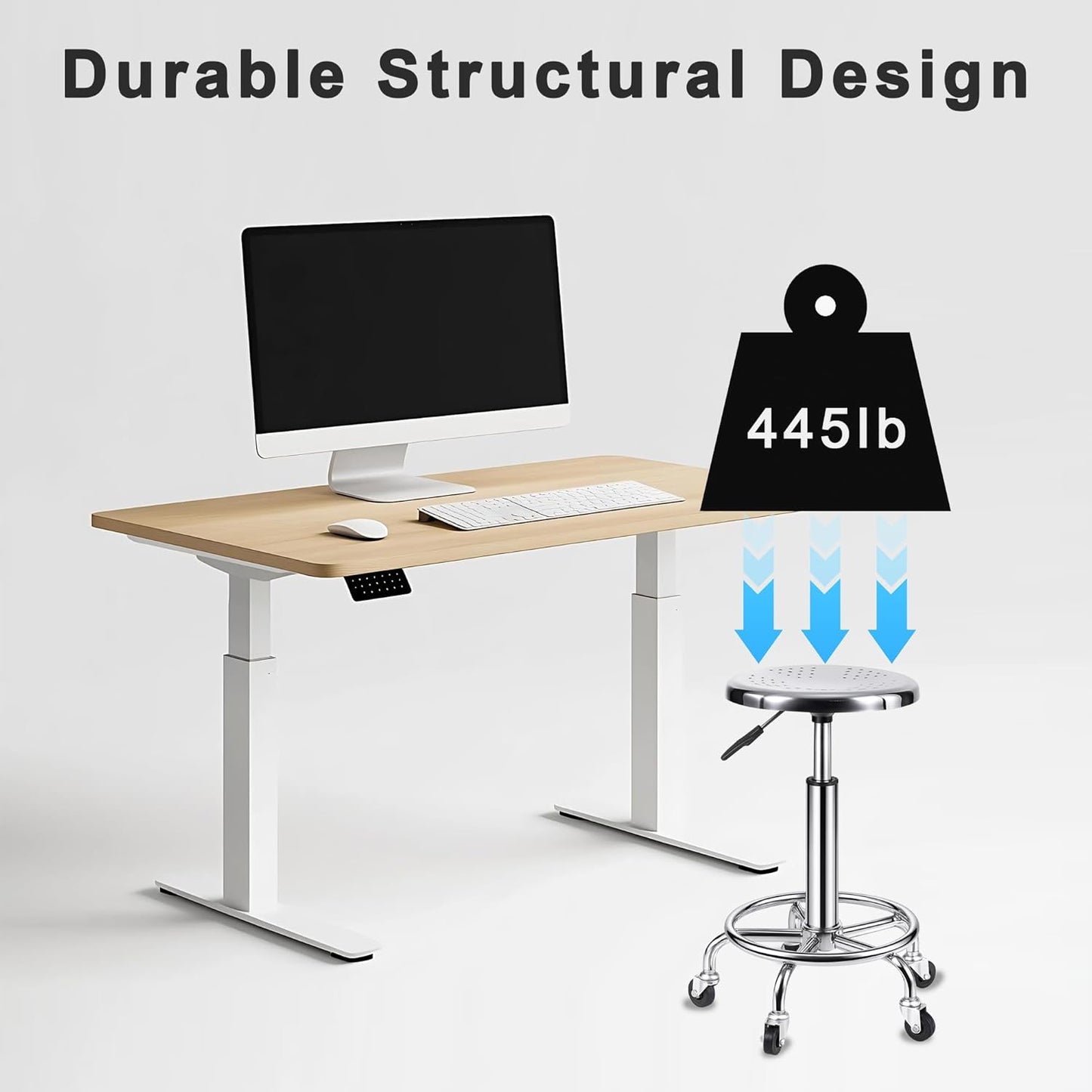 Rolling Stool, Stainless Steel Workbench Stool, Adjustable Swivel Stool Medical 5 Wheels, 304 Stainless Steel Structure Laboratory Round Pad, Load Capacity 445 lbs (Silver)