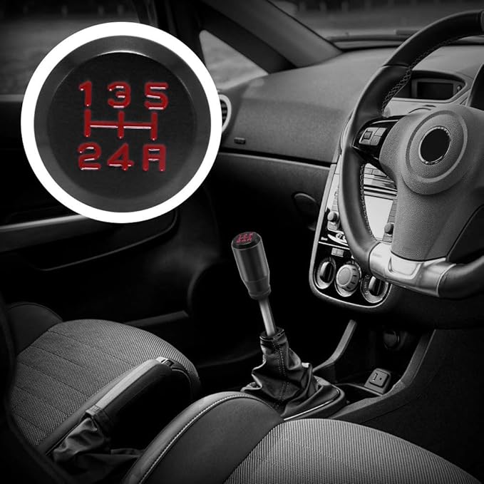 （Black） Type-R Style 5 Speed Manual Universal Gear Shift Knobs Adapters Included Fit Compatible with Mazda Tacoma STi Nismo 2004 Honda Accord Subaru