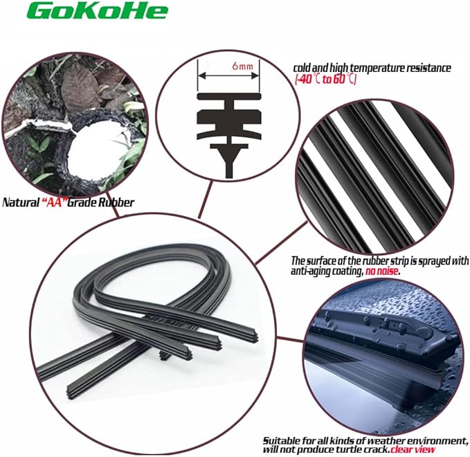 Front and Rear Windshield Wiper Blades (pack of 3pcs) for 2017-2023 Infiniti QX50 2017-2023 Nissan Murano Acura RDX 26" + 18" Front Windscreen Wiper and 12" Rear Wiper Blade