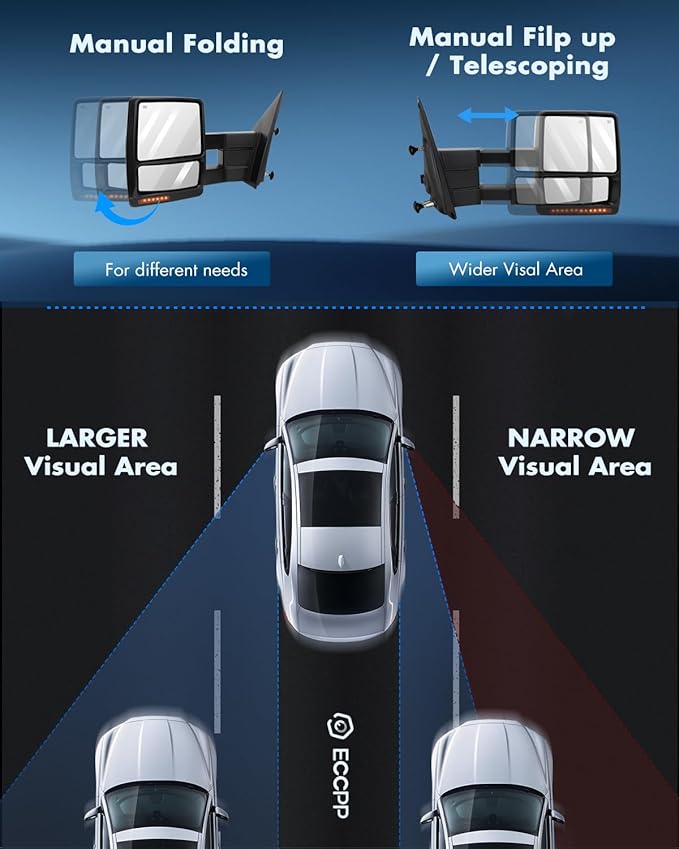 ECCPP Side Mirrors Replacement Fit 2004 2005 2006 for Ford Truck Driver Passenger Side Mirror Power Heated Turn Signal Light Towing Mirrors Pair
