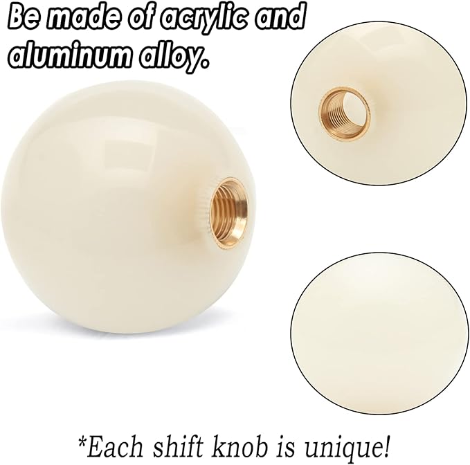 Round Ball Shift Knob Universal Luminous Gear Shift Knob 5 6 Speed for Manual Automatic Vehicles with Adapters (Cream to Blue)