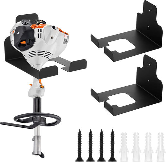 2 Pack Garage Organizer Trimmer Rack, Garden Power Tool Hanger Weed Whackers Holder Wall Mounted for Grass Trimmer, Hedge Trimmer, Garage Trimmer, Garden Tools