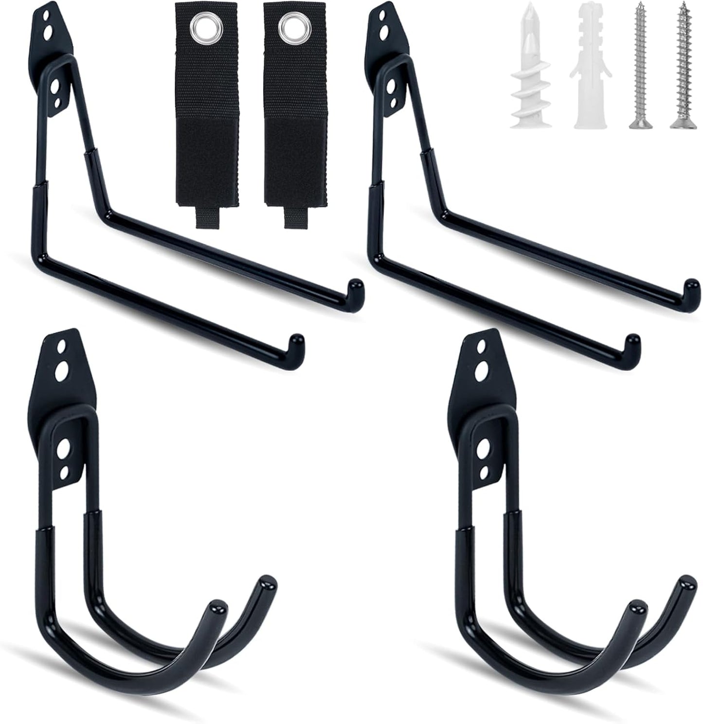 6 Pack Garage Hooks, Large Utility Wall Mount Garage Hooks Heavy Duty with Multiple Welding Spots, Garage Organization for Hanging Garden & Shed Tools, Bike, Ladder, Hose and More(Black)