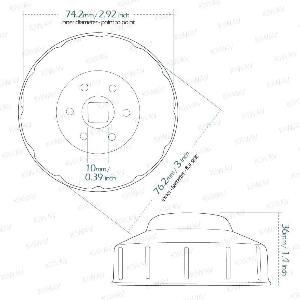 KiWAV Oil Filter Wrench Removal tool for BMW 76 mm x 12 flutes