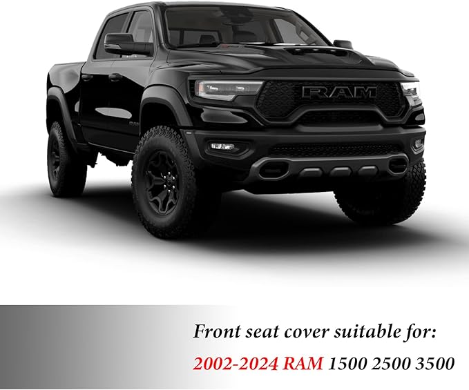 Coverado Front Seat Covers, Waterproof Front Car Seat Covers for Truck Compatible with 2002-2025 Dodge Ram 1500 2500 3500 Crew Double Mega Quad Cab(Blue)