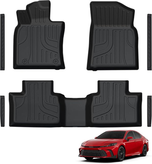 Floor Mats for 2025 2026 Toyota Camry (Include Hybrid), TPE All Weather Protection Interior Car Floor Liners Door Sill Guards for Camry SE/LE/XLE/XSE Accessories