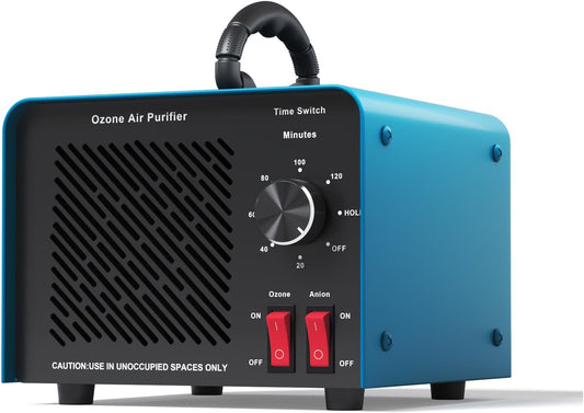 120,000mg/h 0zone Generator High Capacity Ozone Machine & Negative Ion Air Purifier for Home, Car, Pet Odor Removal, O3 Odor Eliminator up to 2,500 Sq. Ft.(Blue)